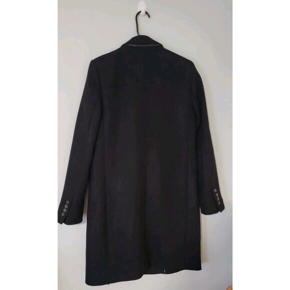 Zara Manteco Wool Blend Long Black Coat Size SMALL peacoat - Picture 7 of 14